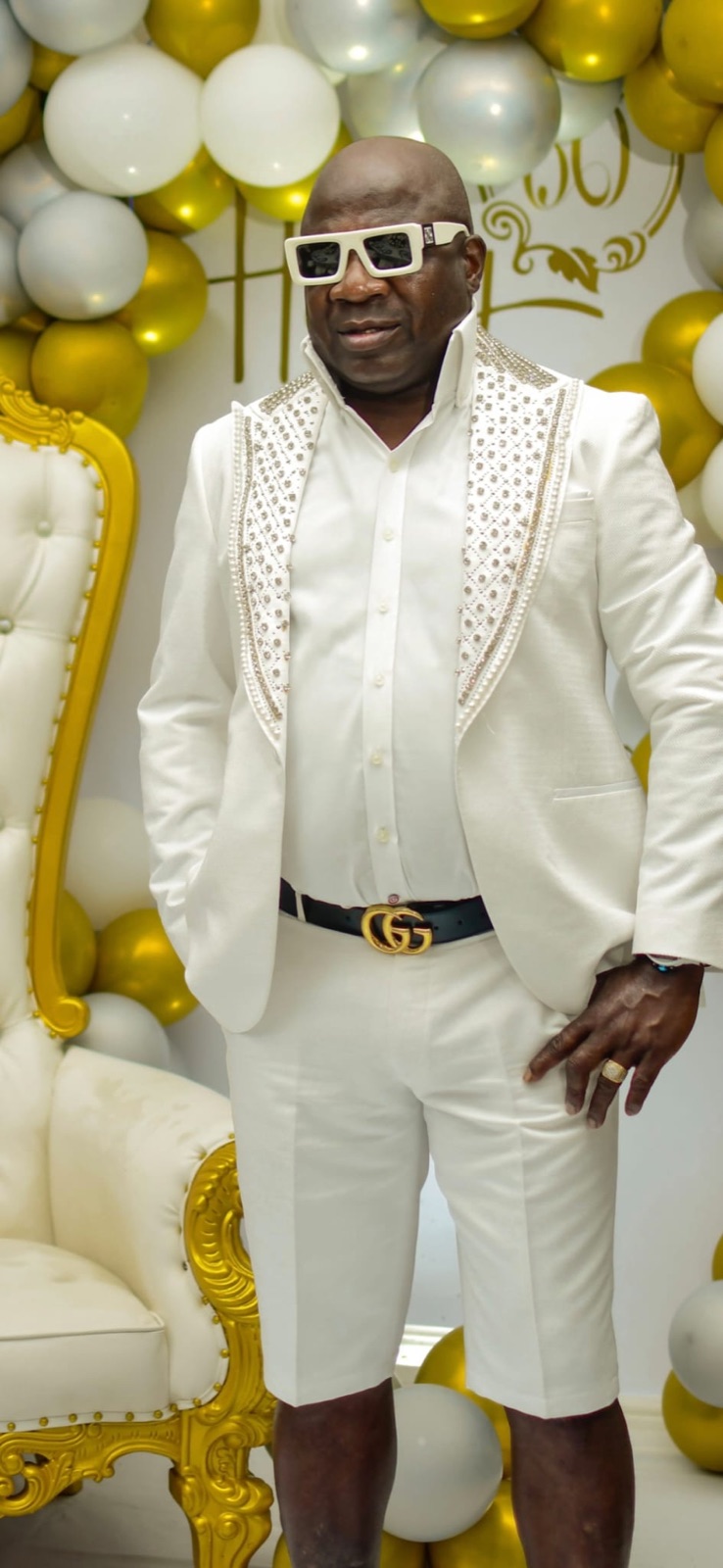 Shabba, founder of Retrology, in signature all-white style